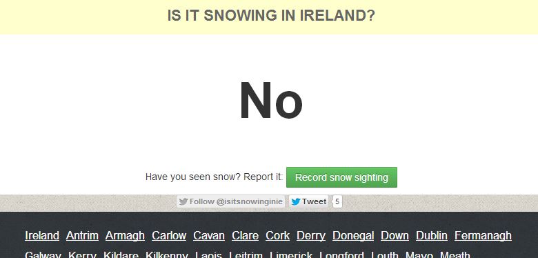 Is it snowing in Ireland?